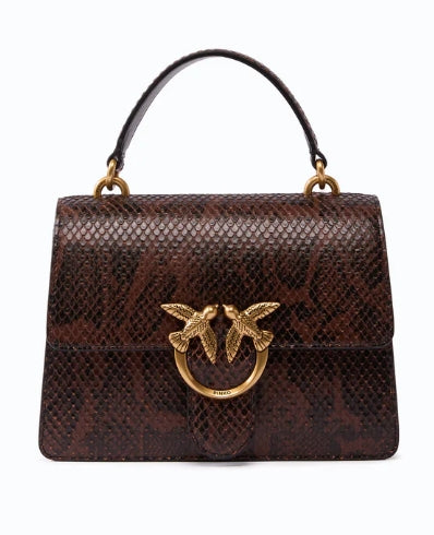 Borsa a mano Mini Love Bag One Top Handle Light in pelle con stampa pitone