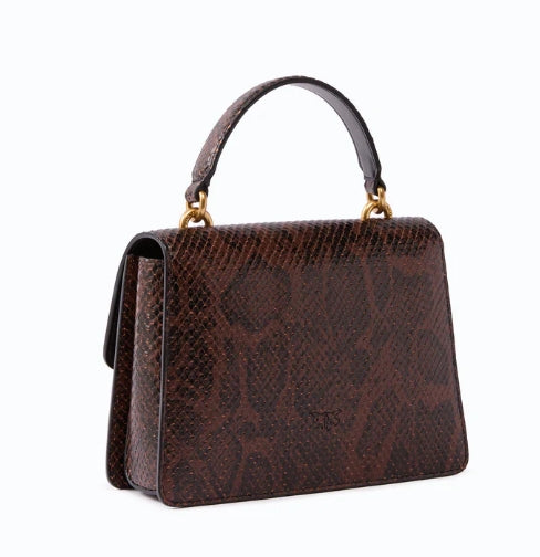 Borsa a mano Mini Love Bag One Top Handle Light in pelle con stampa pitone