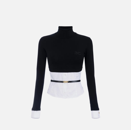 Maglia in viscosa e popeline
