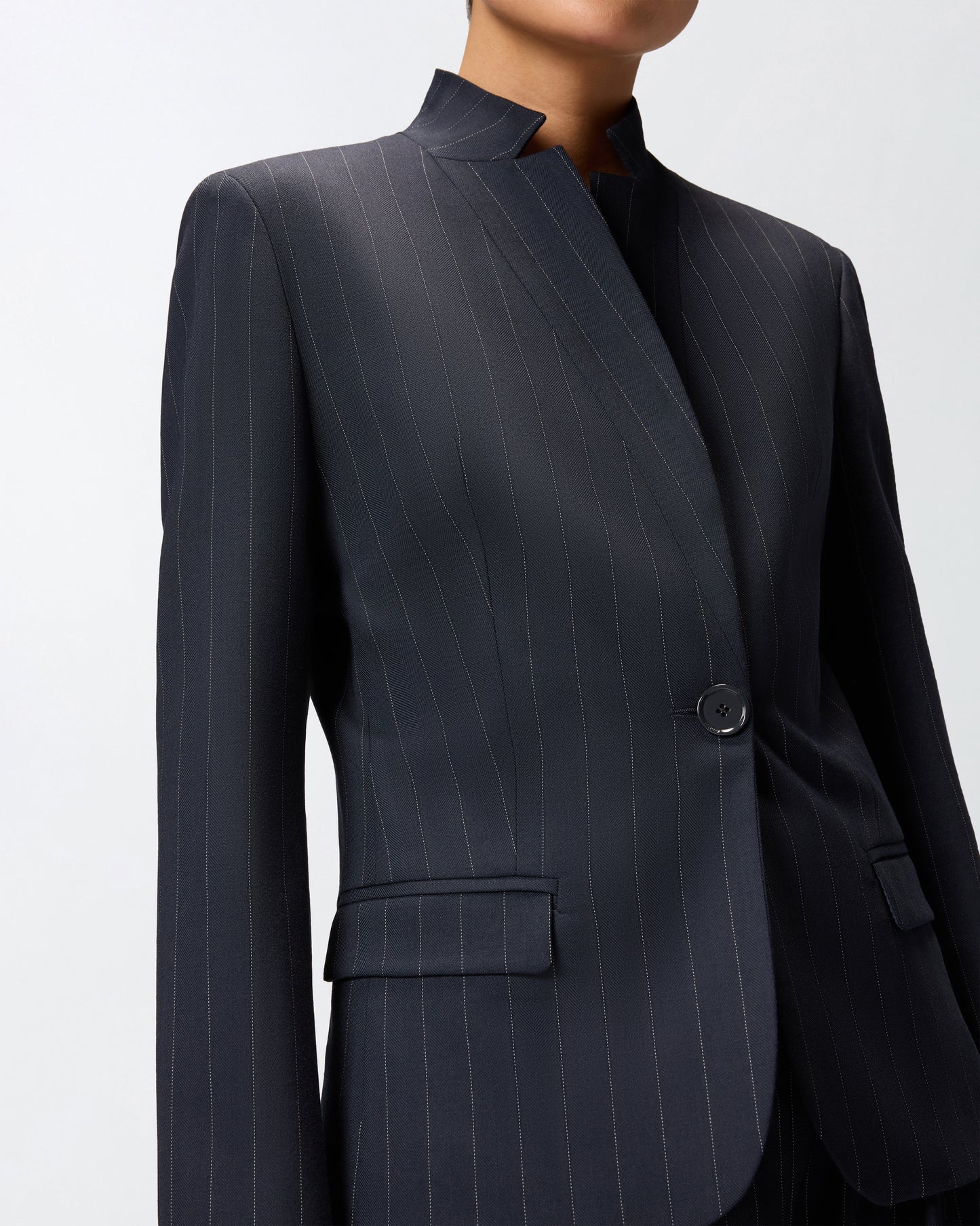 Blazer sfiancato in lana gessata