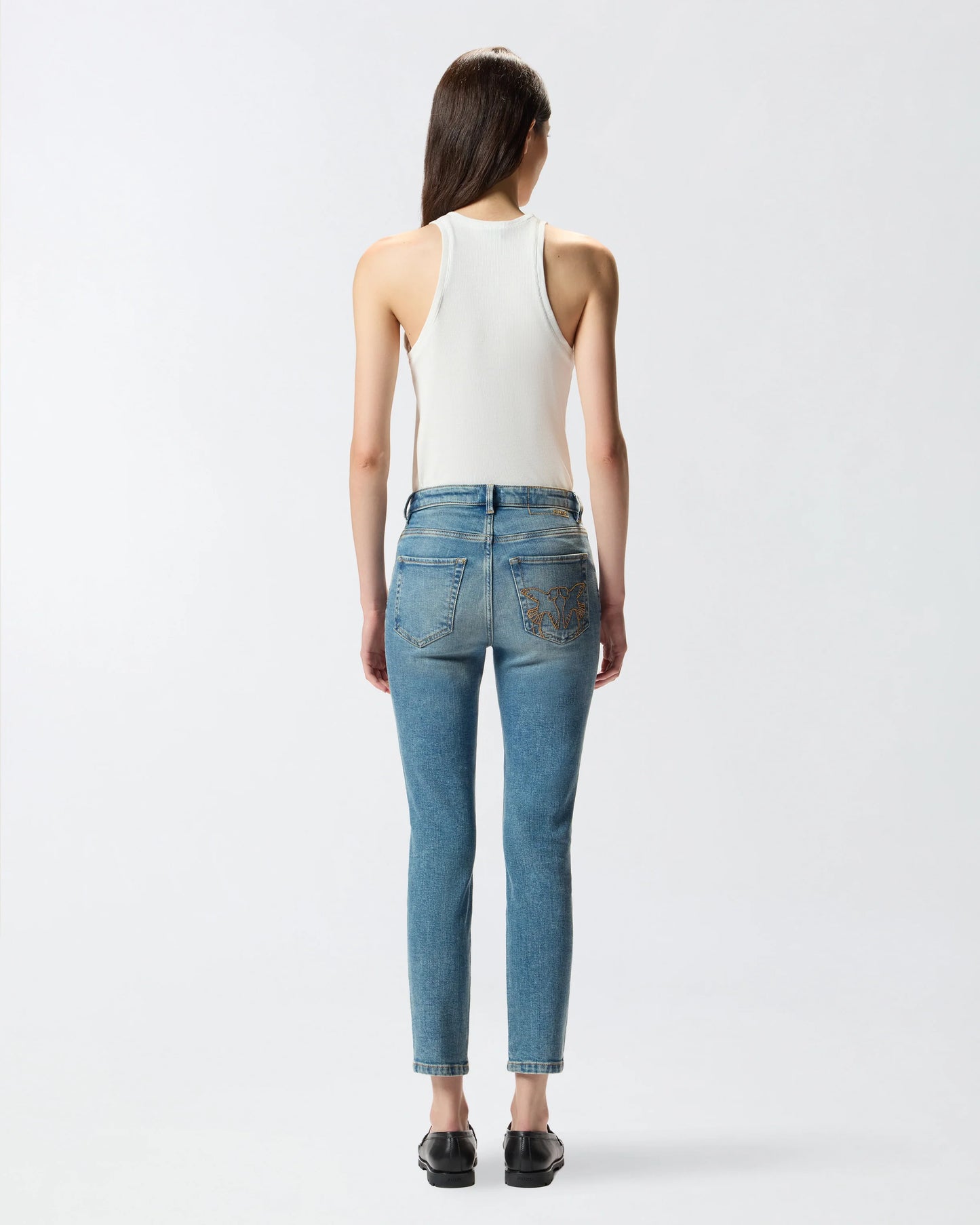 Tank top a costine bianca