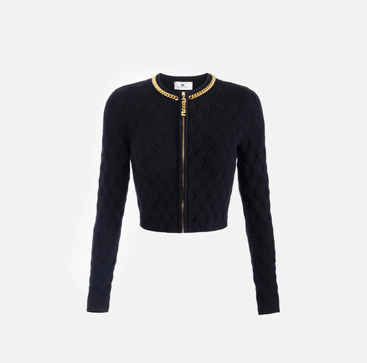 Cardigan in maglia a rombi
