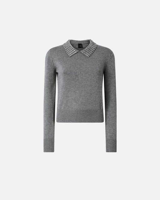 Maglia con colletto strass