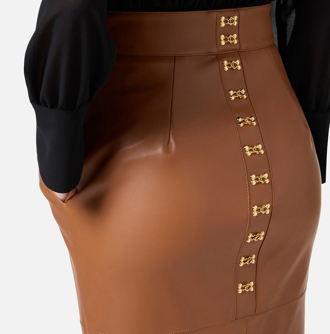 Gonna a tubino con ganci gioiello