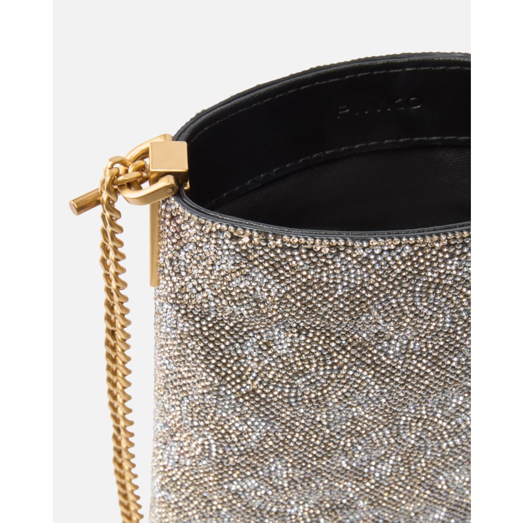 Custodia smartphone a tracolla in pelle full strass