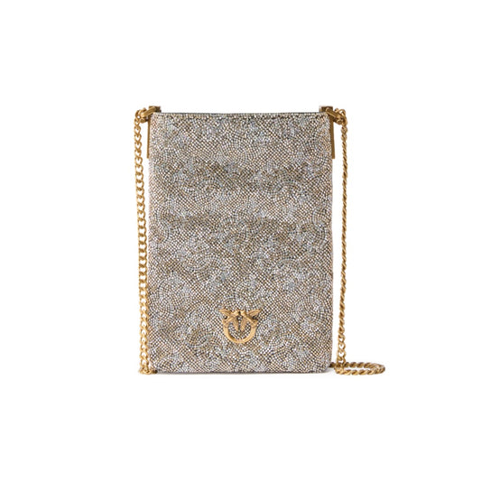 Custodia smartphone a tracolla in pelle full strass