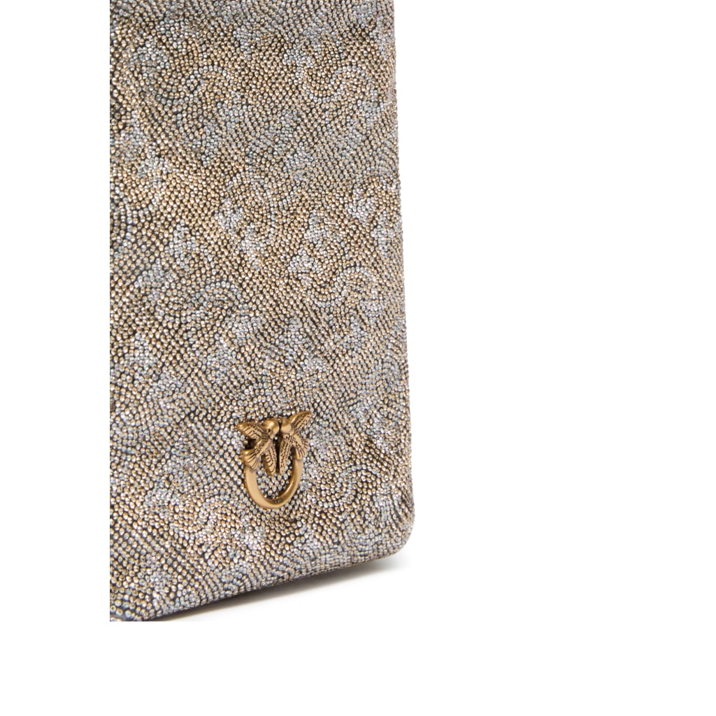 Custodia smartphone a tracolla in pelle full strass