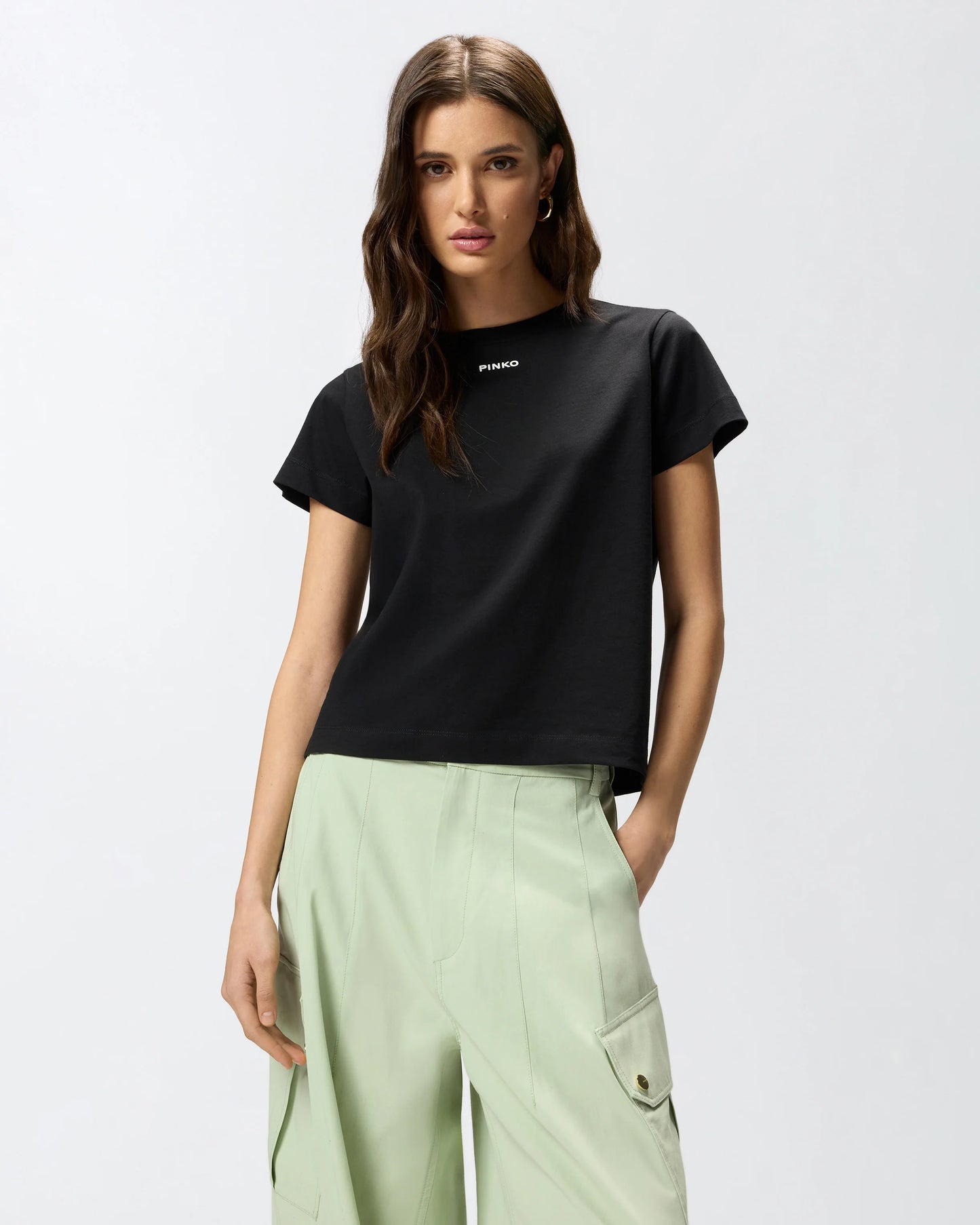 T-shirt con logo PINKO nera