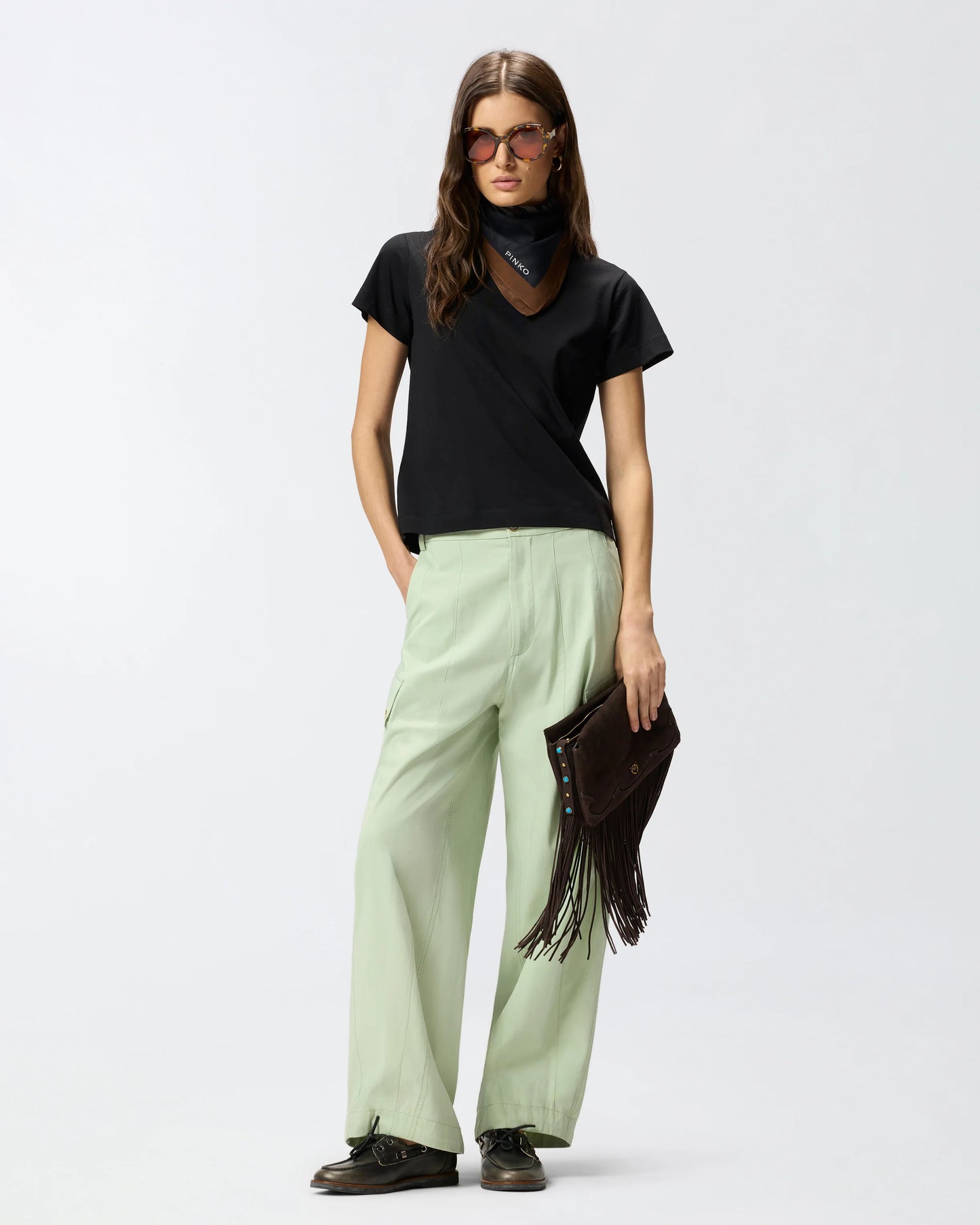 T-shirt con logo PINKO nera