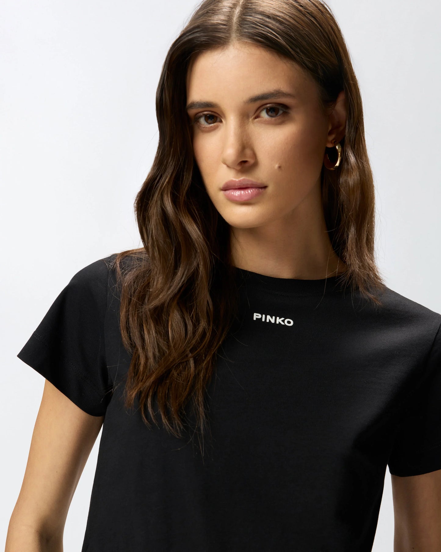 T-shirt con logo PINKO nera