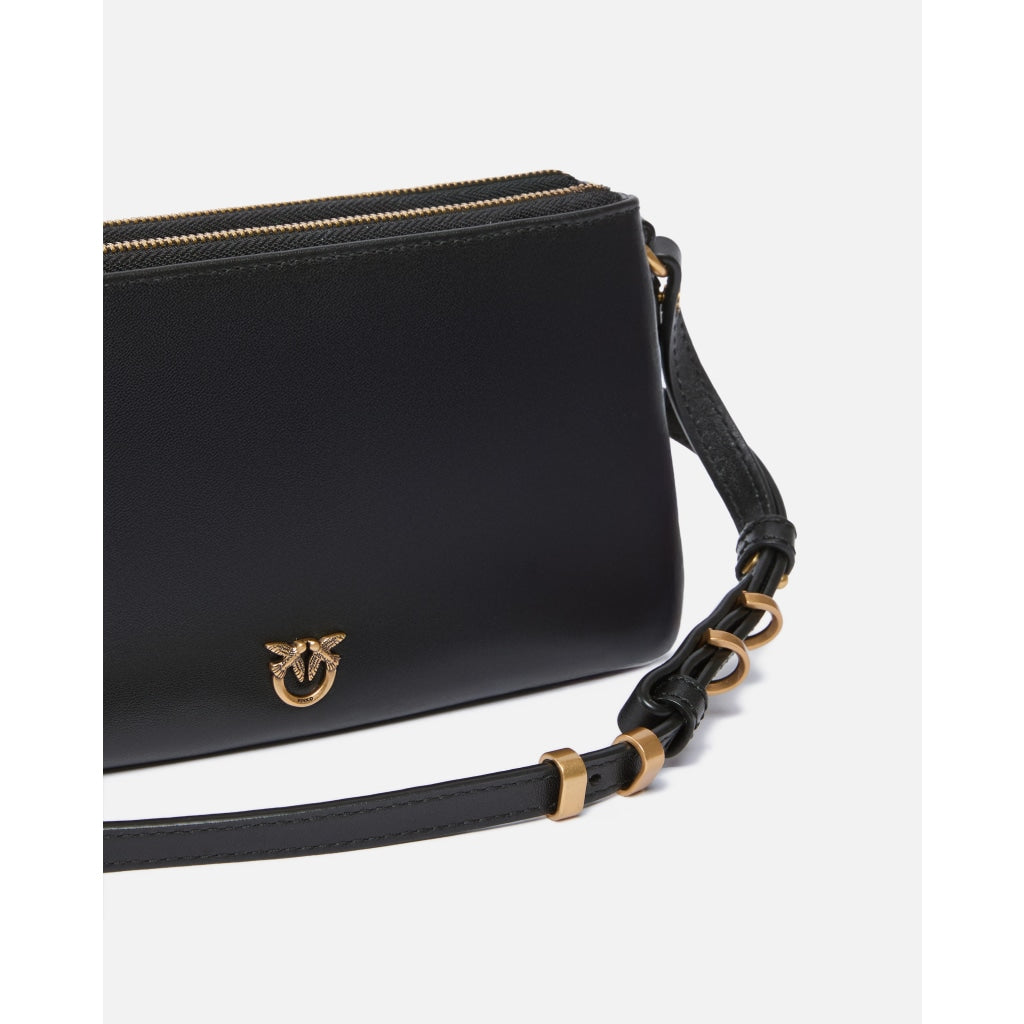 Borsa a tracolla Mini Double Bag piccola in pelle con tracolla