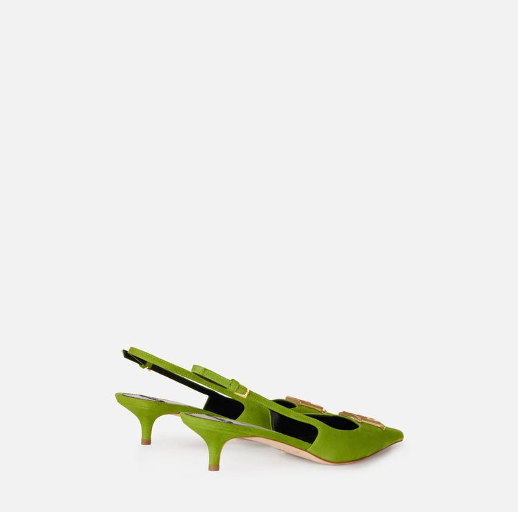 Slingback in suede con dettaglio logo