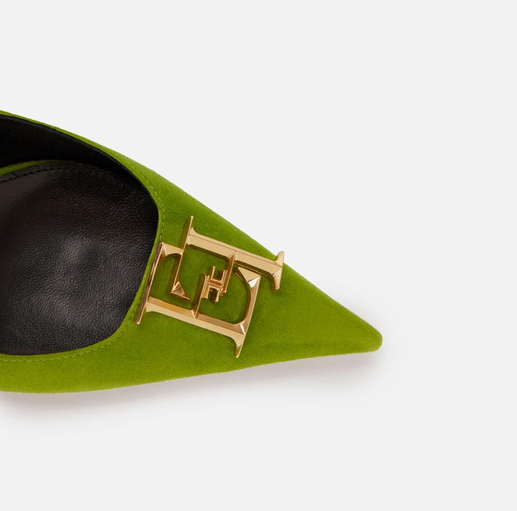 Slingback in suede con dettaglio logo